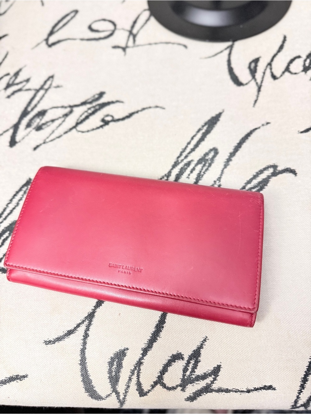 Saint Laurent Red Leather Continental Wallet